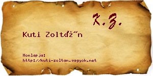 Kuti Zoltán névjegykártya